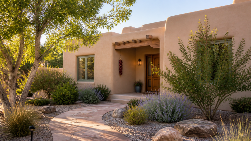 Illustrative Southwestern home exterior representing a homeowner's selling-timeline decision.